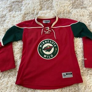 Reebok Minnesota Wild Red Hockey Jersey with Green and Cream Accents